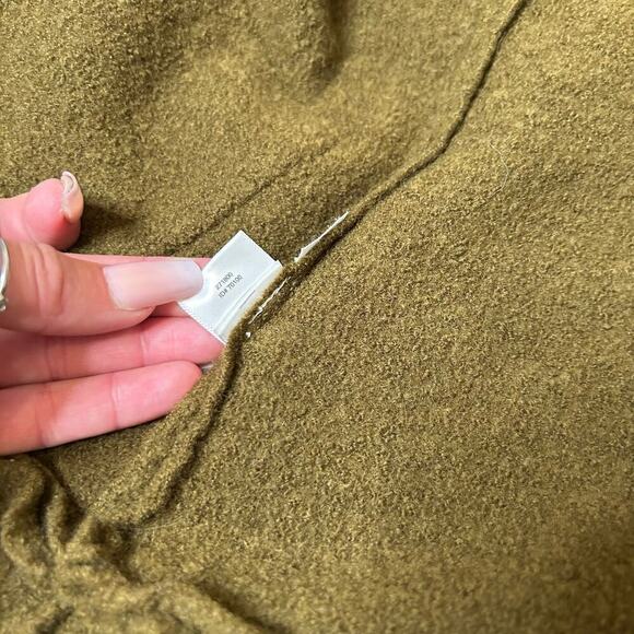 LOFT Merino Wool Jacket ruffle edges olive green zip up pockets career SZ M PT - Picture 10 of 10